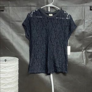 🌸NWT Sheer lace black short sleeve blouse